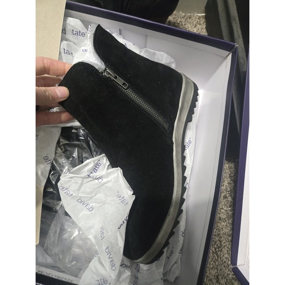 David Tate Fur Lined Black Boots Size 8.5w - Picture 3 of 4